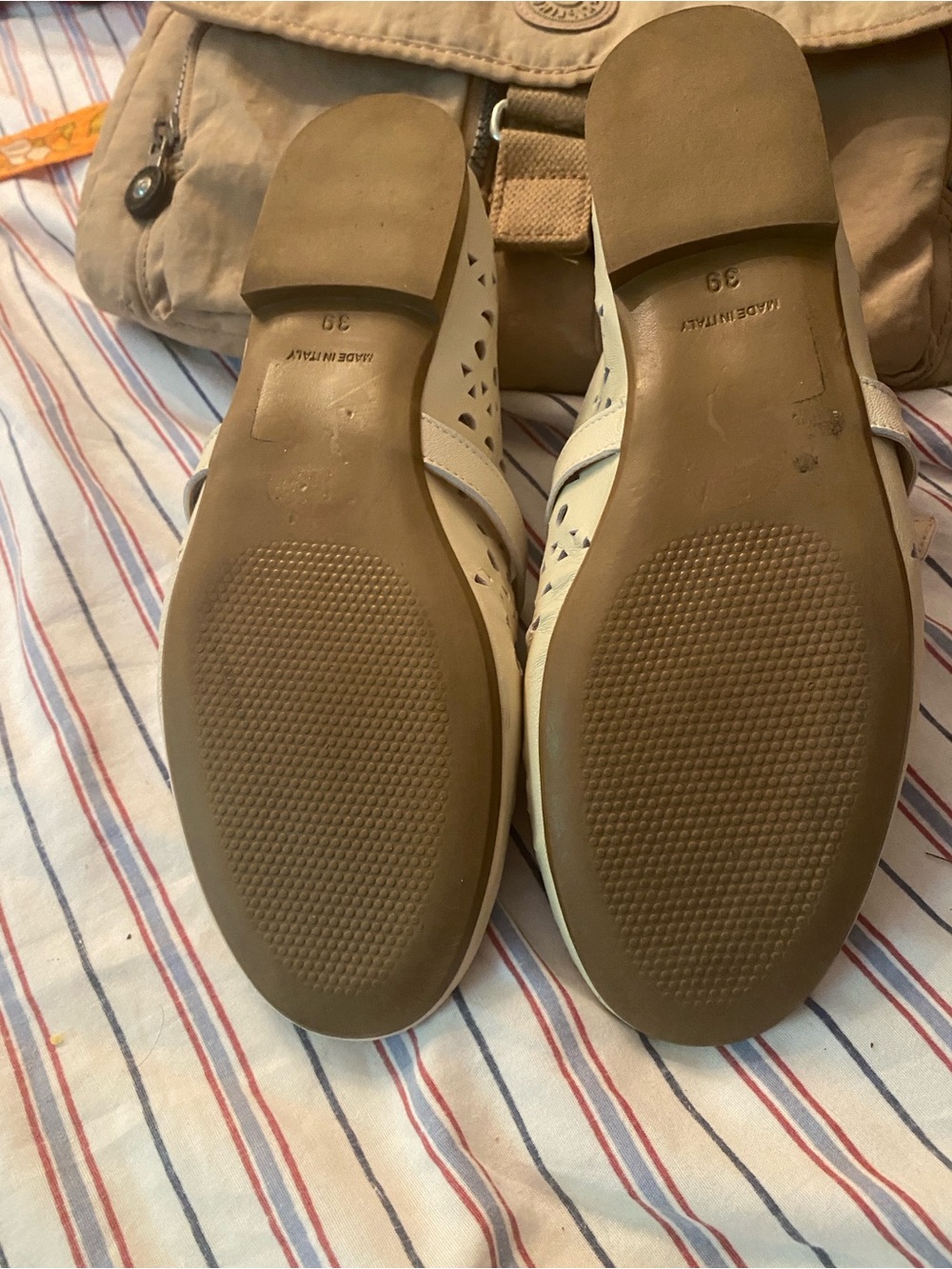 Riccardo Boccia NWT Size 9 Cream Leather Cutout Mary Jane Flats Made in Italy - Picture 12 of 15